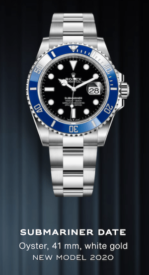 Black Dial with Blue Bezel on White Gold Bracelet